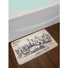 Miami Cityscape Sketch Bath Mat