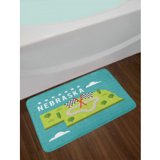 Map of Nebraska State Bath Mat