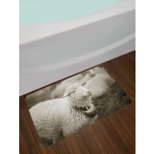 Fluffy Wooly Sheep Herd Bath Mat