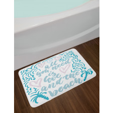 Wavy Lines Nautical Love Bath Mat