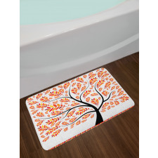 Tangerine Leaves Tree Bath Mat