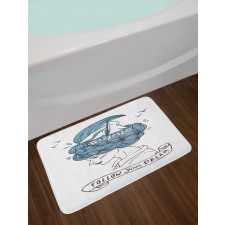 Girl with Blue Hair Bath Mat