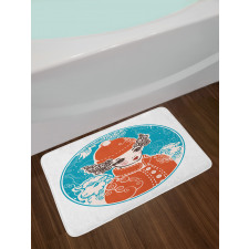 Little Girl in Winter Sheep Bath Mat