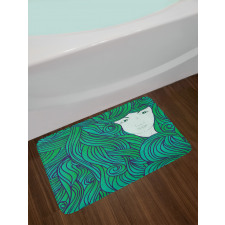 Fantasy Girl Curly Hair Bath Mat