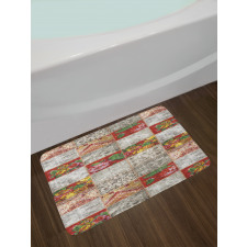 Folkloric Grunge Flowers Bath Mat