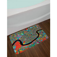 Colorful City Map Bath Mat