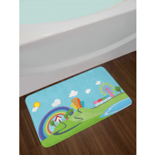 Cartoon Village Bath Mat