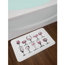 Sketch Wine Glasses Bath Mat