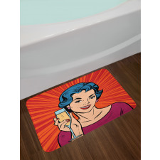 Girl Toasting Champagne Bath Mat