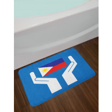 Hands Showing Flag Bath Mat