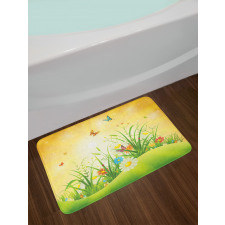 Colorful Meadow Scenery Bath Mat