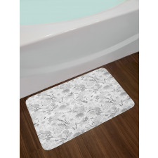 Monochrome Bouquet Leaf Bath Mat