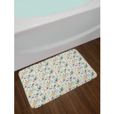 Cartoon Hawaii Trees Bath Mat