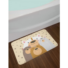 Cartoon Family Portrait Bath Mat