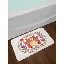 Baby Mammal Floral Wreath Bath Mat