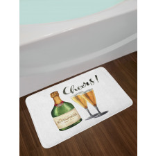 Watercolor Cheers Sketch Bath Mat