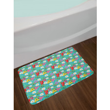 Blossoming Daisies Leaves Bath Mat