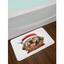 Funny Terrier Smiling Xmas Bath Mat