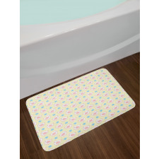 Cartoon Birds with Flowers Bath Mat