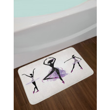 Ballerina Dancer Silhouettes Bath Mat