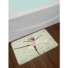 Afro Girl with Floral Hair Bath Mat