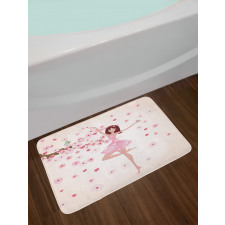 Ballerina Girl Sakura Tree Bath Mat