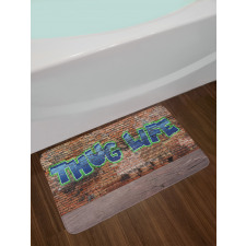 Graffiti Words Brick Wall Bath Mat