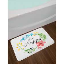 Watercolor Floral Wreath Bath Mat