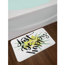 Yellow Blossoms Leaves Bath Mat