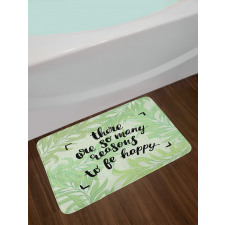 Green Leafy Branches Words Bath Mat