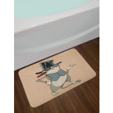 Funny Gentleman Cat Monocle Bath Mat