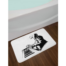 Jazz Pianist Sketch Artwork Bath Mat