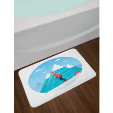 Man Skiing on a Snowy Hill Bath Mat