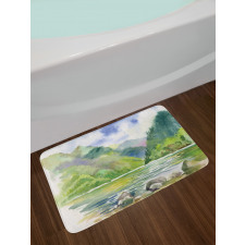 Summer River with Trees Bath Mat