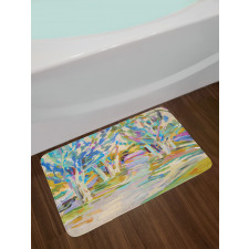 Leafless Trees Pastel Tone Bath Mat