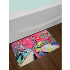 Funky Streets Sketch Trees Bath Mat