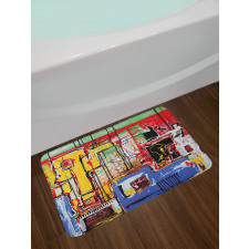 Cubist Grunge Painting Bath Mat