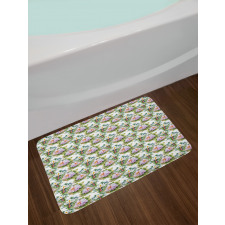 Aquarelle Art Swirly Leaves Bath Mat