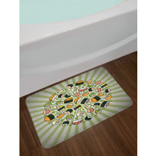 Manga Style Japanese Food Bath Mat