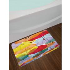 Hanged Vivid Umbrellas Bath Mat