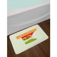 Colorful Doodle State Map Bath Mat