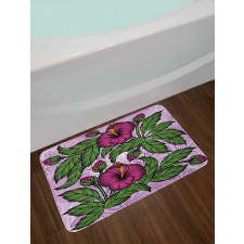 Hibiscus Blossoms Pattern Bath Mat