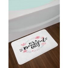 Floral Wreath Modern Text Bath Mat