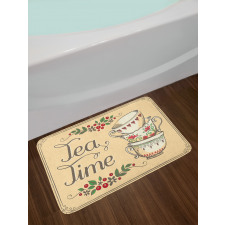 Flowers and Berries with Swirls Bath Mat