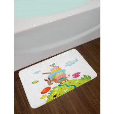 Goofy Donkey with Baggages Bath Mat