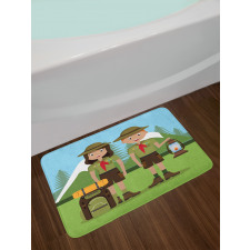 Woman and Men in Forest Bath Mat