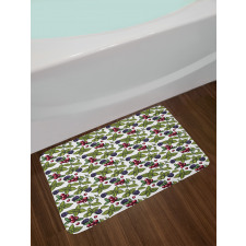 Berry Mint Leaf Herbs Bath Mat