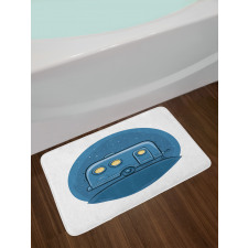 Cartoon Trailer at Night Stars Bath Mat