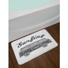 Vintage Van and Surfing Words Bath Mat