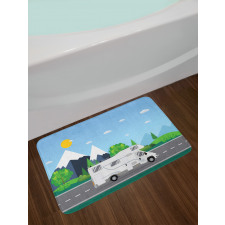 Truck Driving on Countryside Bath Mat